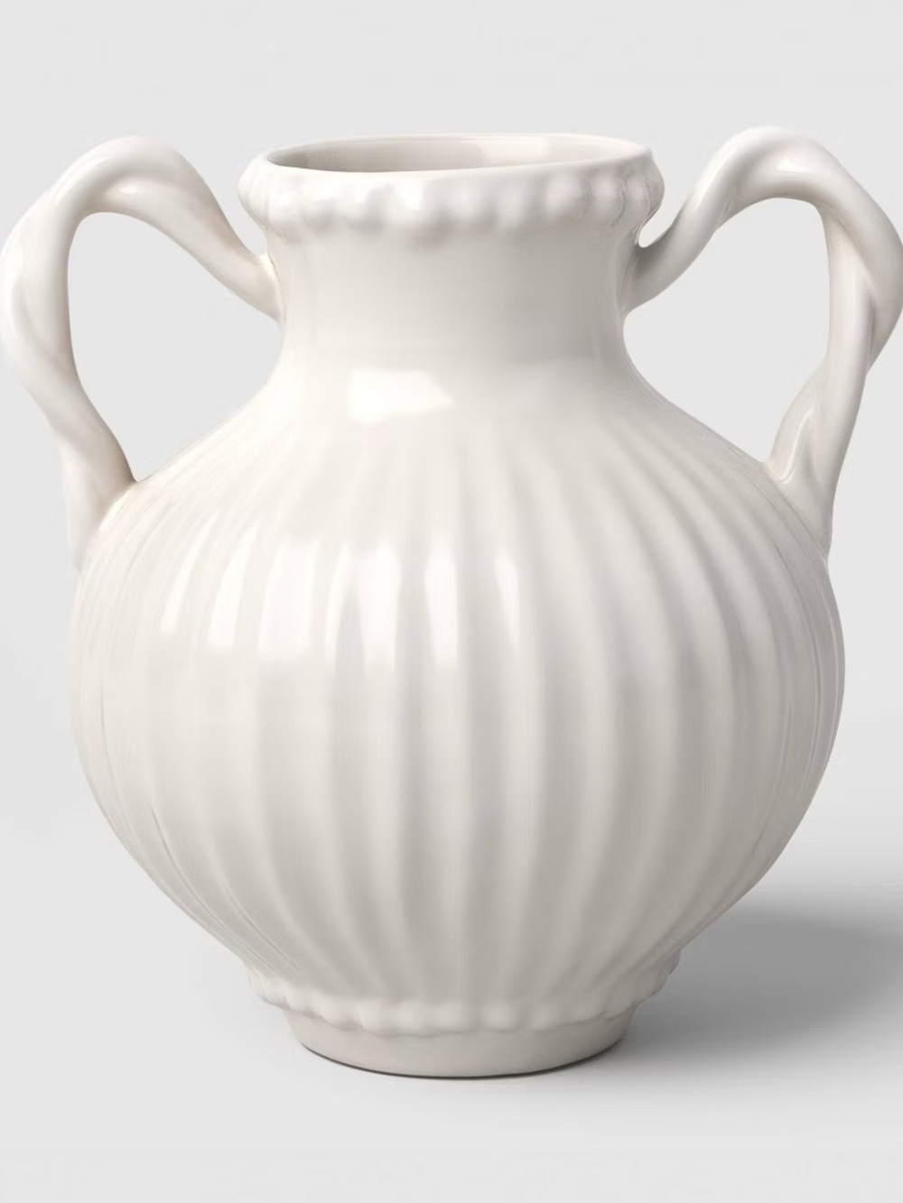 Beaded Ceramic Handled Vase Ivory - Threshold